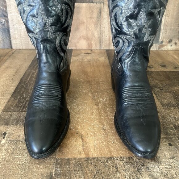 Dan Post 210 R Classic Black Western Cowboy Boots Mens 8 D - Picture 4 of 12